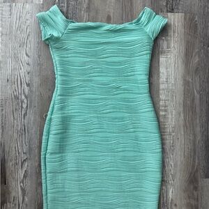 Blue Off-Shoulder Bodycon Dress